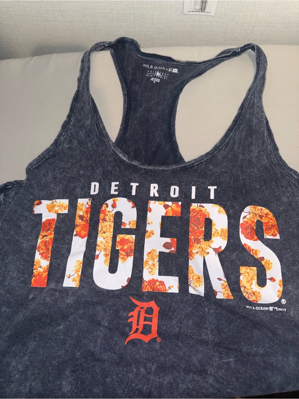 New Era Detroit Tigers Floral Logo Racerback Tank - Black with Orange Floral